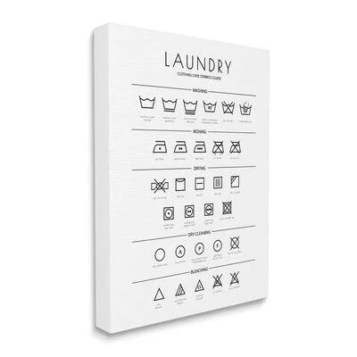 Laundry Cleaning Symbols Minimal Design by Martina Pavlova - Textual Art Print Gracie Oaks Format: Wrapped Canvas - Size: 20x22 H