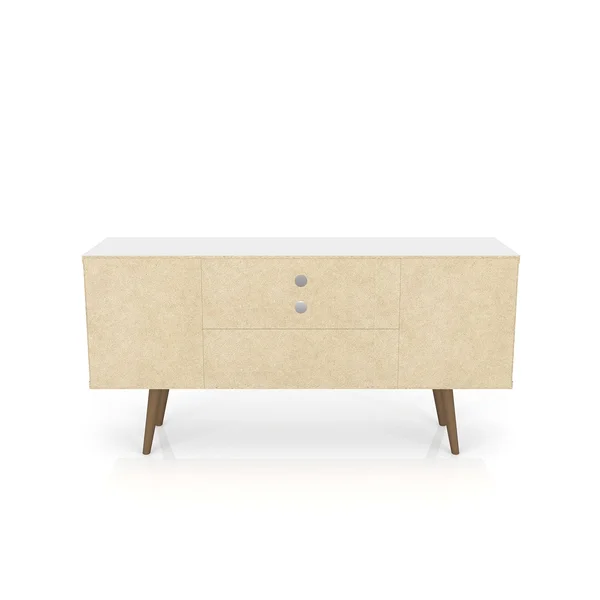 Manhattan Comfort - Liberty 53.14x22 Mid Century Modern TV Stand 5 Shelves White/3D Brown Prints