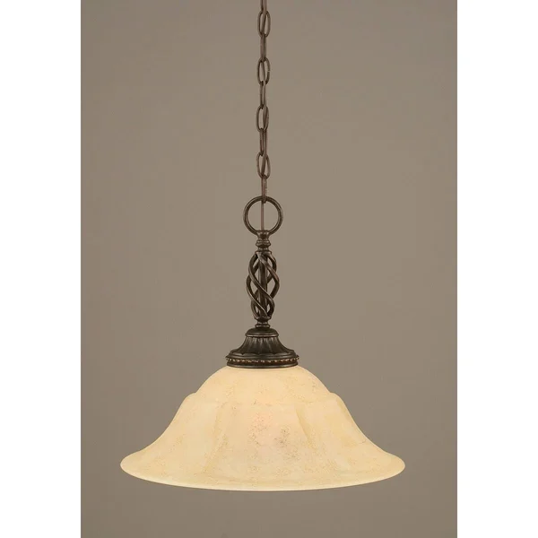 Toltec Lighting-82-DG-715-Elegante - One Light Pendant Dark Granite Finish with Teal Crystal Glass