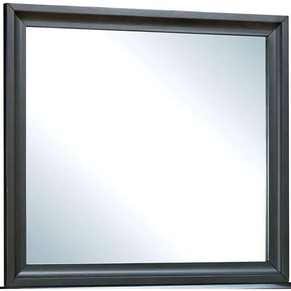Benjara 32 inch Transitional Style Wooden Frame Mirror - Antique Gray