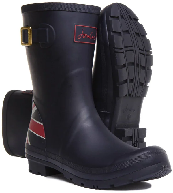 Joules Molly Welly Women's Rain Boots Navy Union Jack : 6 B - Medium