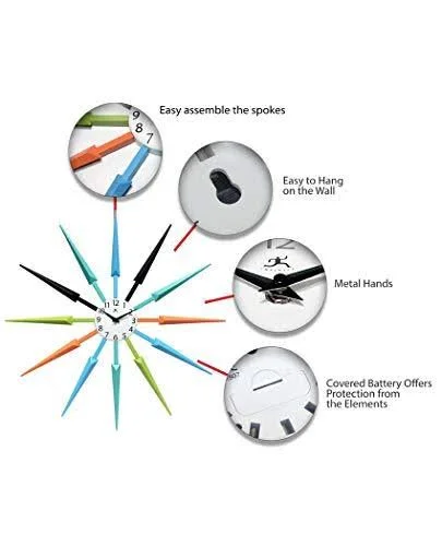 Infinity Instruments Midcentury Multicolored Wall Clock 24.5x22x 24.5x22x 1.75x22