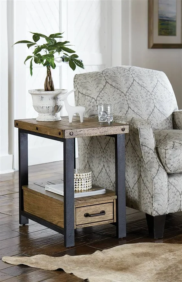 Hammary Hamilton Workbench Rustic Chairside Table