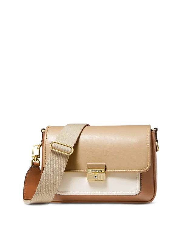 Michael Michael Kors Bradshaw Medium Leather Messenger Bag - Orange Spice/Gold