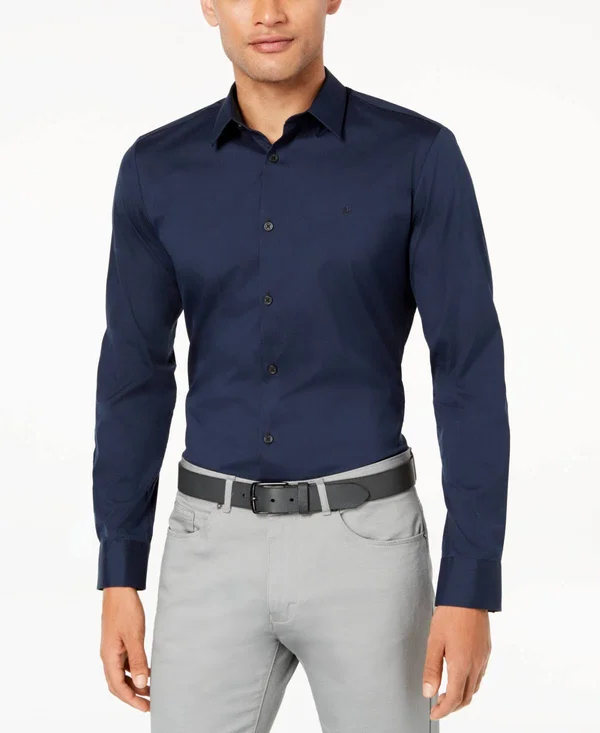 Calvin Klein Men's Modern Stretch Shirt 5669622 - XL, Total Eclipse