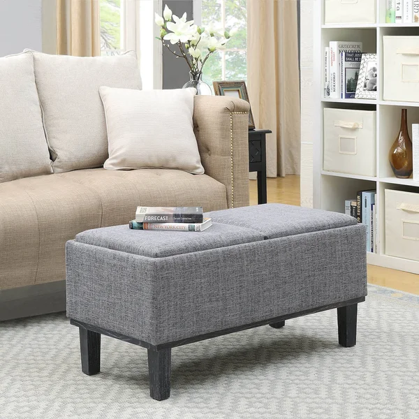 Brentwood Storage Ottoman Gray Fabric - Breighton Home