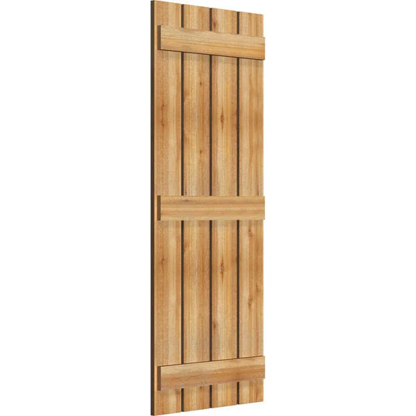 Ekena Millwork RBS06S23X058RWR 23x22W x 58x22H TimberCraft Four 5 3/8x22 Boards Spaced Board-n-Batten Shutters - Rough Sawn Weste