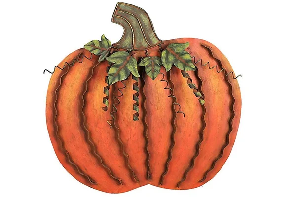 ACCENTHOME Metal Flat Swirled Pumpkin Decor Fall Harvest Thanksgiving Decor Free Standing Pumpkin Decoration (Large)
