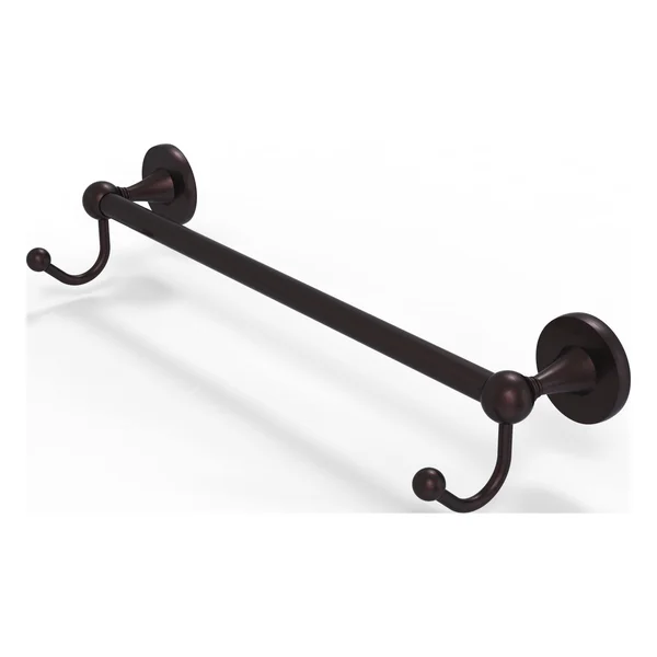 Allied Brass Shadwell Collection Brass 30-Inch Towel Bar With Integrated Hooks, Clear