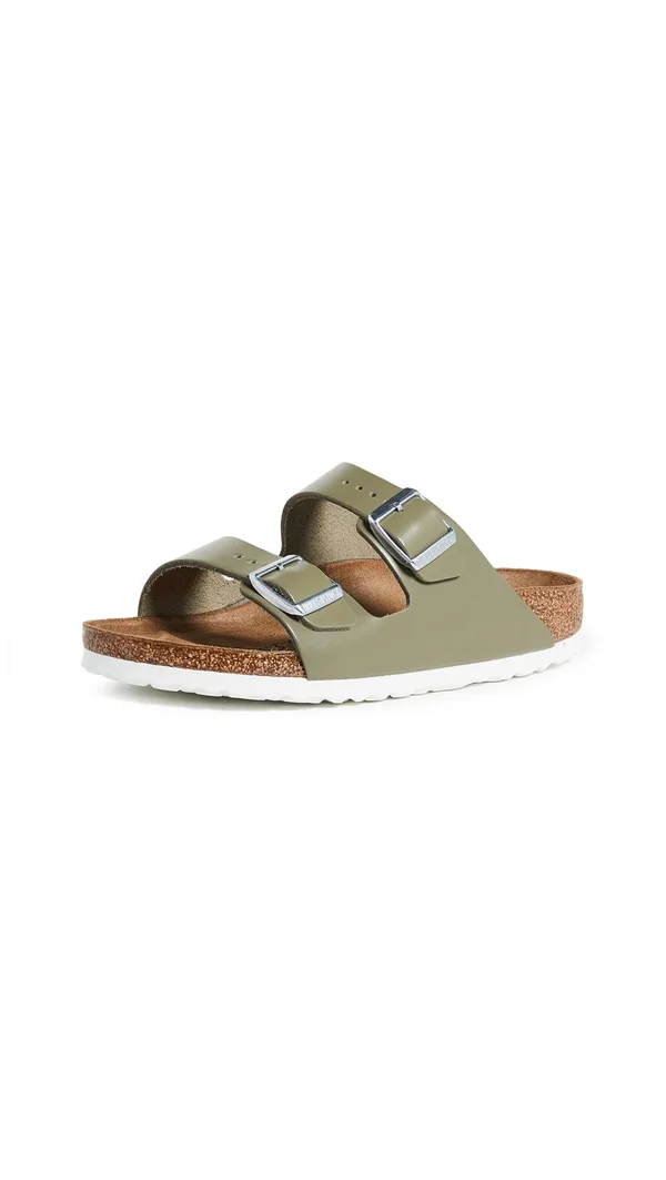Women's Arizona Birkenstock Khaki Leather, Khaki, 37