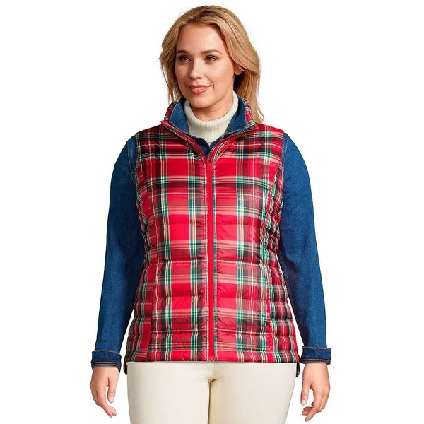 Lands& End Women's Puffer Vest Lightweight Padded Outerwear
