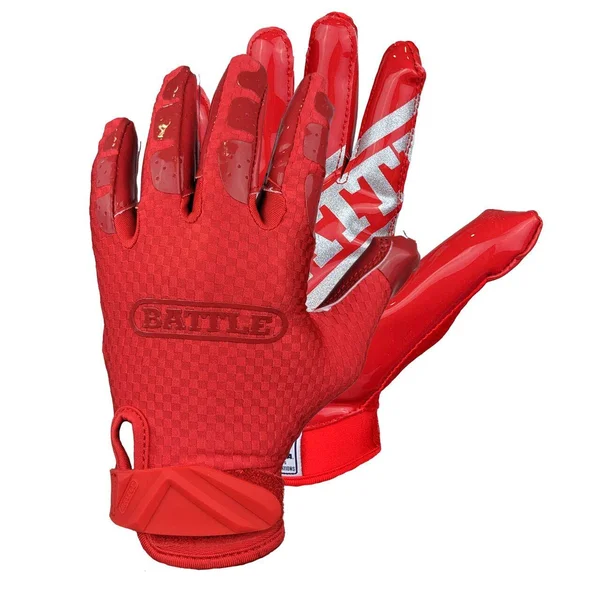 Battle Sports Triple Threat Receiver Gloves - Red Adult LG