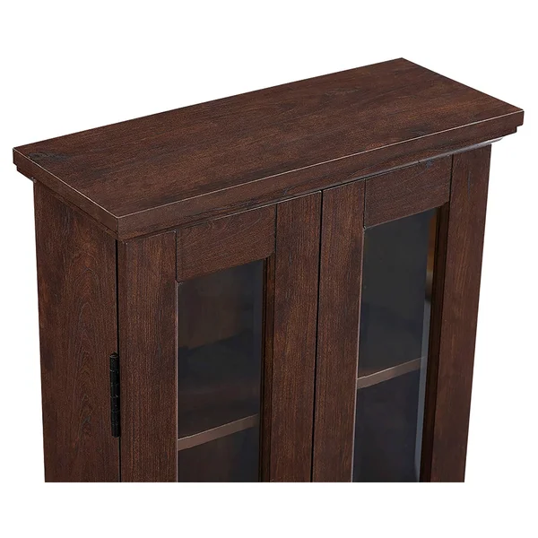 41 Wood Media Storage Tower Cabinet Brown Saracina Home