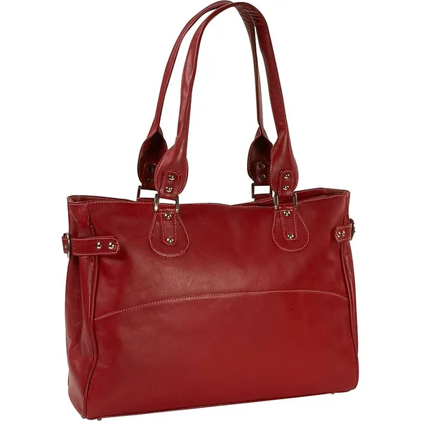 Piel Leather Large Ladies Side Strap Tote - Red