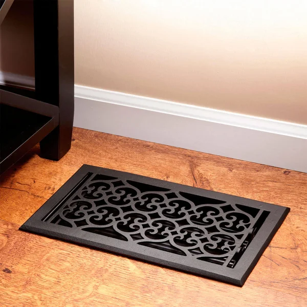 Old Victorian Cast Iron Floor Register - 8x22 x 12x22 (9-3/8x22 x 13-3/8x22 Overall) in Black Powder Coat, Signature Hardware 3