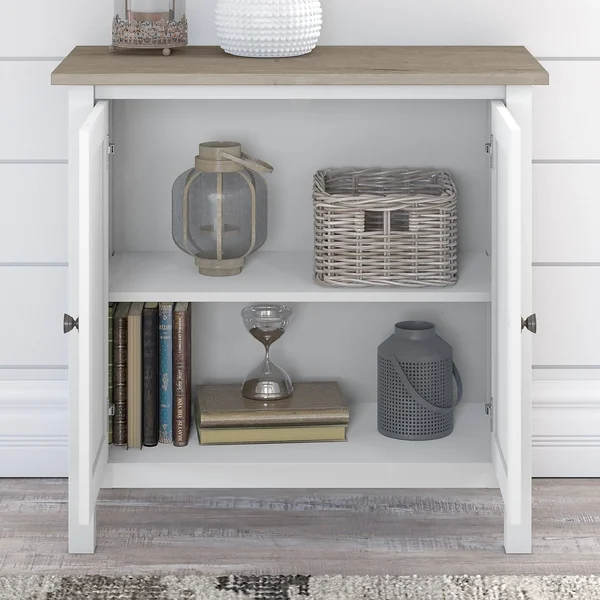 The Gray Barn Orchid Gulch 5-Shelf Bookcase with Doors (Pewter Finish - MDF - Assembly Required - White)
