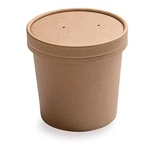 200-ct Disposable 12-oz Bio Soup Container - Medium Kraft Soup Cups: Perfect for Cafes - Eco-Friendly Recyclable Paper Cup - Who
