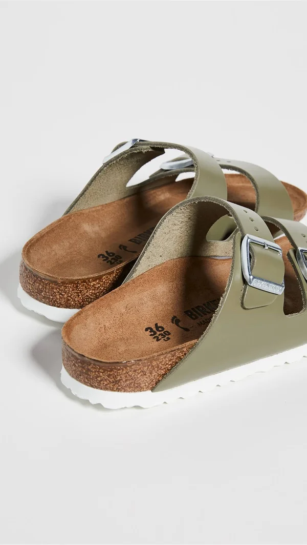 Women's Arizona Birkenstock Khaki Leather, Khaki, 37