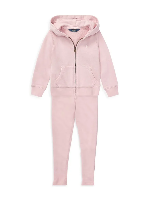 Polo Ralph Lauren Little Girls French Terry Hoodie - Light Grey Heather - Size 6