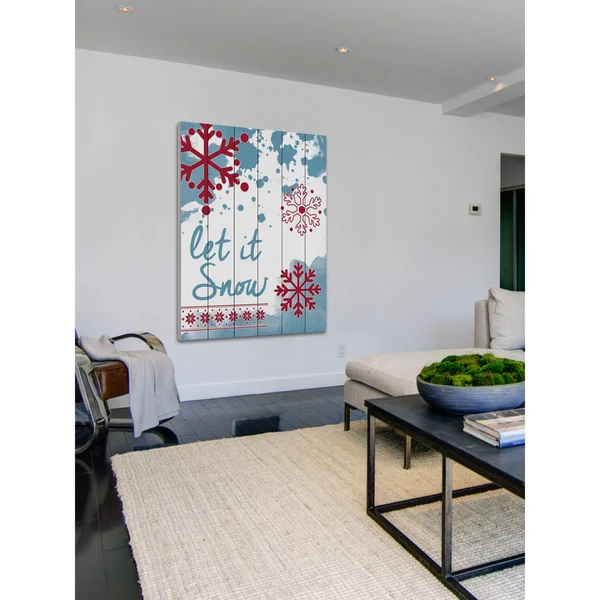 Let It Snow Painting Print on White Wood, Size: 24 inch x 16 inch