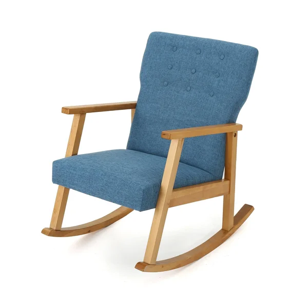 Christopher Knight Home Harvey Mid Century Modern Fabric Rocking Chair by - Blue