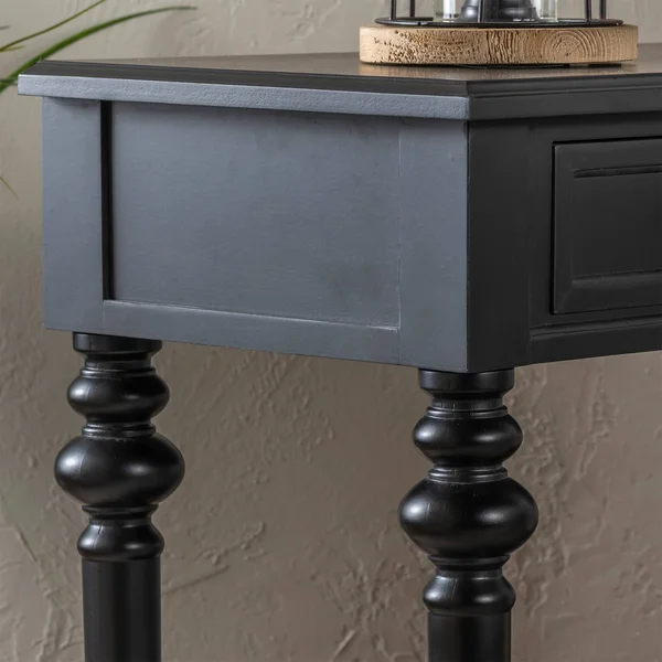 Copper Grove Kapan 2-Drawer Console Table with Turned Legs - Black