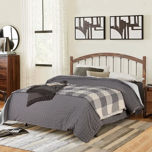 Hillsdale Furniture Bayfront Wood and Metal Headboard with Frame, Pewter - Queen
