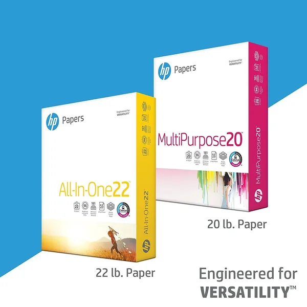 HP Printer Paper, BrightWhite24, 8.5 x 11, Letter, 24lb, 97 Bright, 2, 500 Sheets