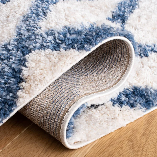 Safavieh Berber Shag Rug Collection BER214A - Cream - Grey - 8& x 8& Square