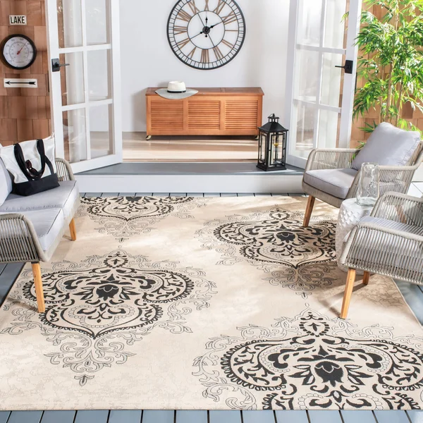 Safavieh Courtyard Area Rug CY7926 Creme - Black, 8& x 11&