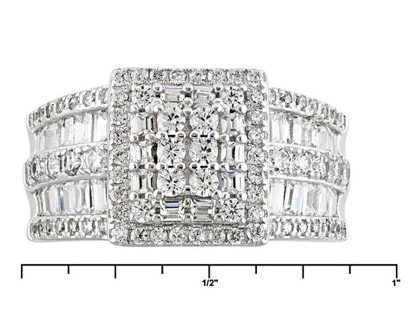 Bella Luce 4.32ctw Rhodium Over Sterling Silver Ring with Band 2.82ctw Dew - Size 8