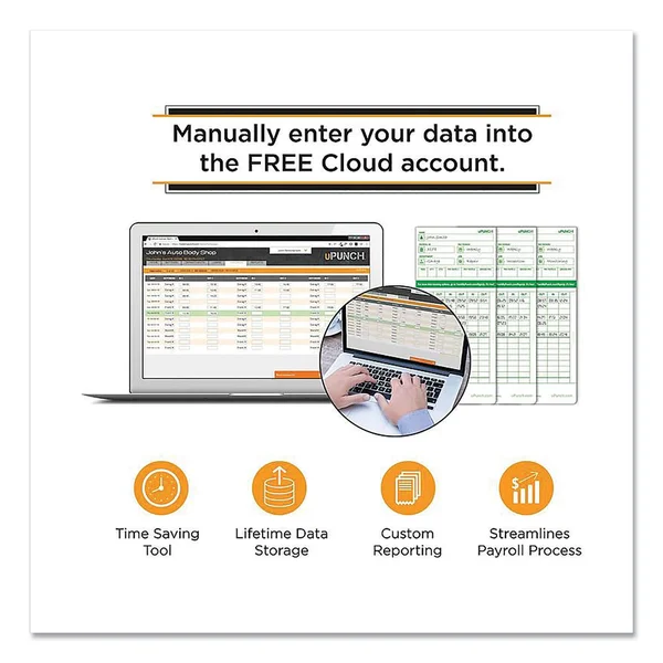 uPunch UB1000 Electronic Non-Calculating Time Clock Bundle - Beige/Green (159971)