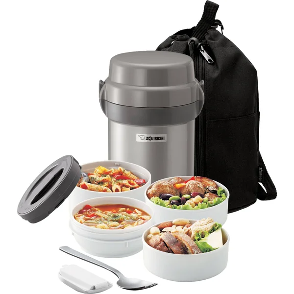 Zojirushi Mr. Bento Stainless Lunch Jar Set, Silver