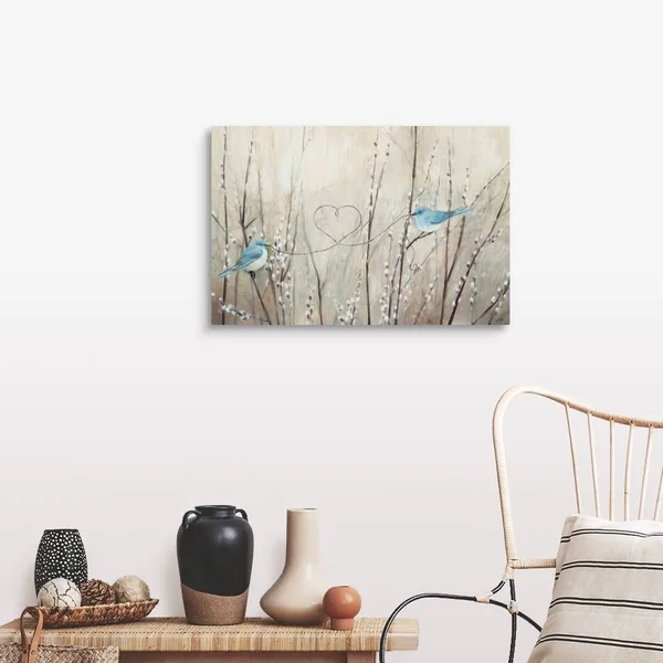 Pretty Birds Neutral String - Canvas Wall Art, 30x20, Great Big Canvas