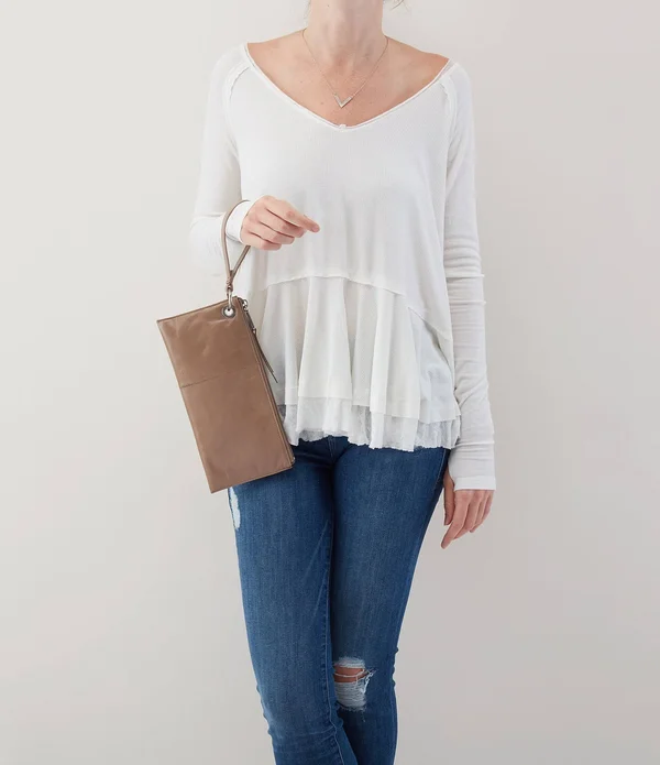 Vida Wristlet Wallet in Whisper Blue - Hobo, 10" x 5" x 0.5"