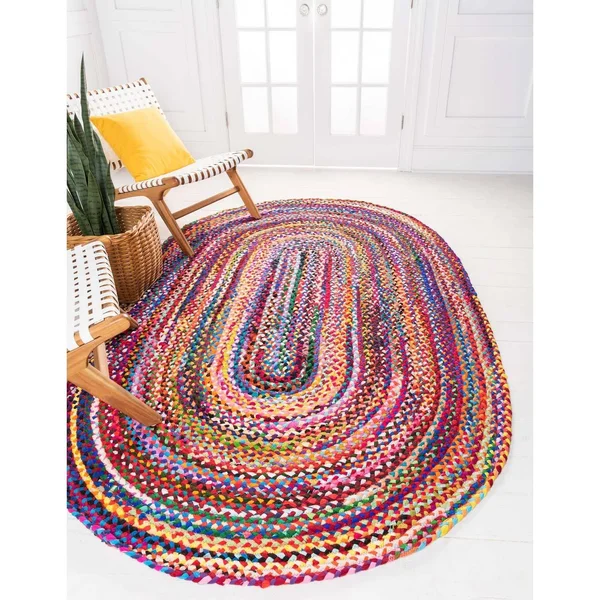 Unique Loom Braided Chindi Rug Blue - 9& x 6&