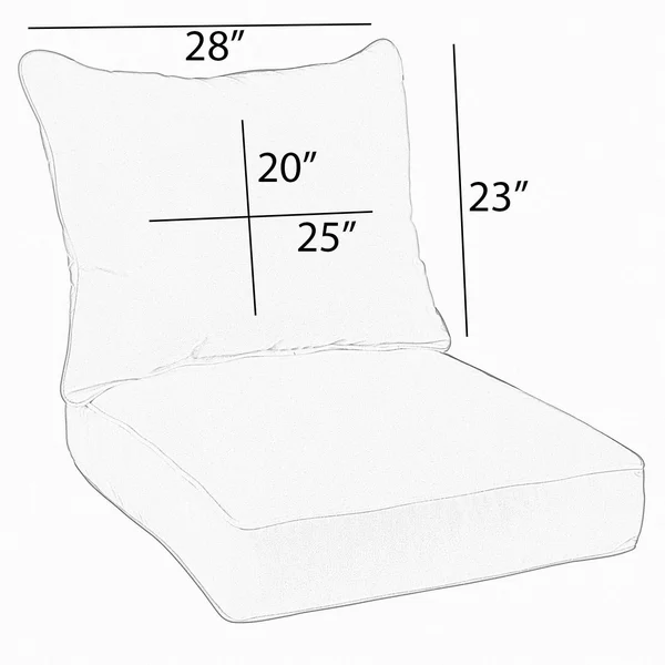 Humble and Haute Sunbrella Charcoal Grey with Ivory Indoor/Outdoor Chair Cushion and Pillow Set - Corded