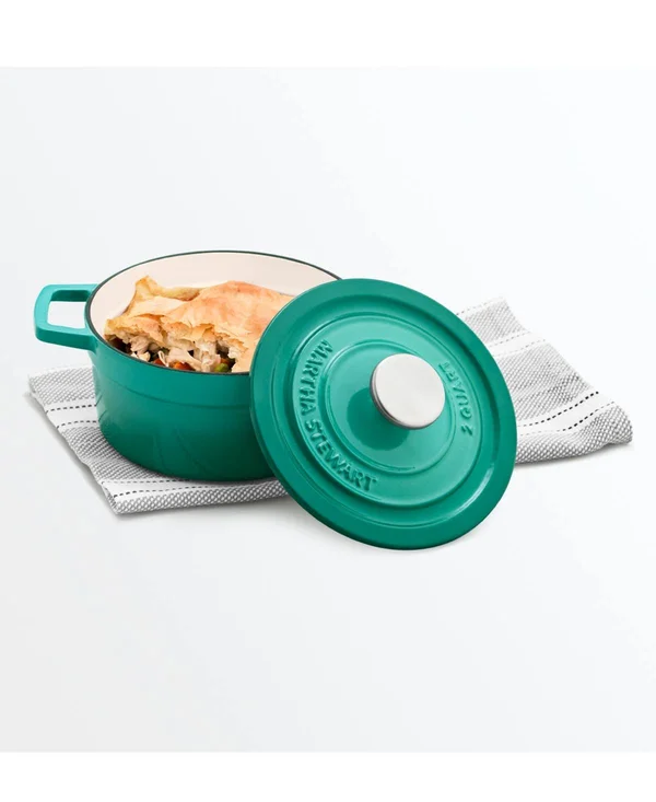 Martha Stewart Collection Enameled Cast Iron 2-Qt. Round Covered Dutch Oven - Created for Macy&s - Sea Foam