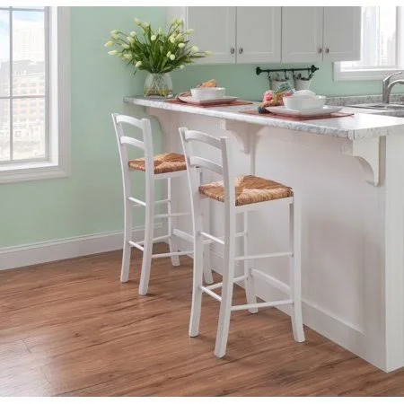 Linon Marica Bar Stool, White, Set of 2, Size: Bar Height