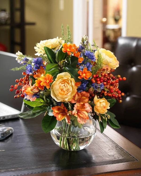 Coral & Blue Silk Centerpiece, Other