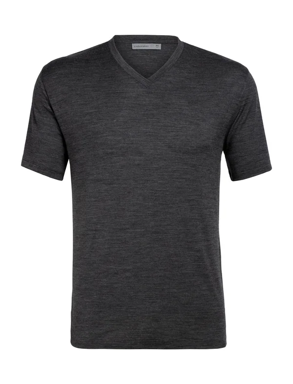 Icebreaker Men's Ravyn SS V Neck Top - Large - Jet Heather