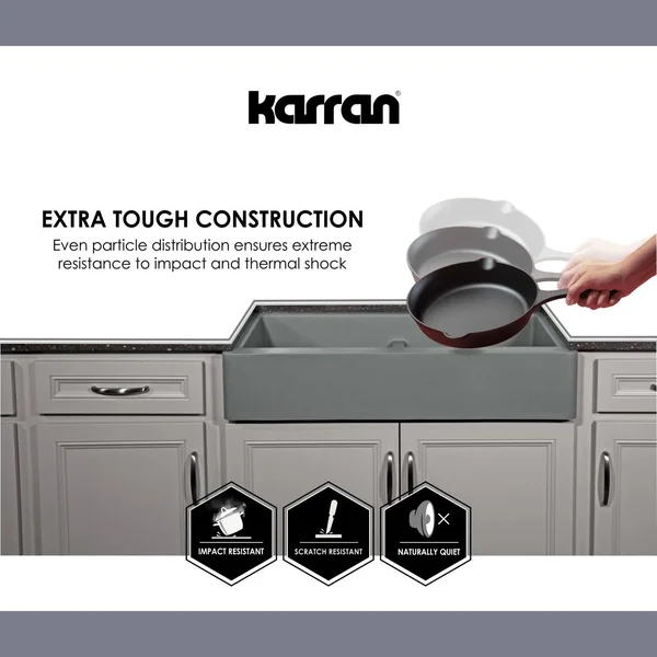 Karran Retrofit Apron-Front Quartz Double Bowl Kitchen Sink (Bisque)