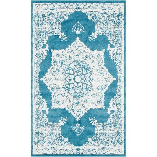 Unique Loom Canal Rosso Rug, Blue (4& 0 x 6& 0)
