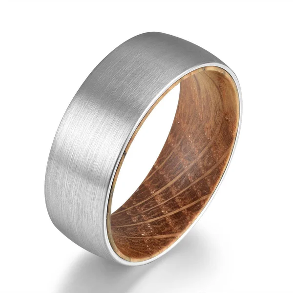 Whisky Barrel White Oak Wood Mens Wedding Band Tungsten Ring Comfort Fit Band