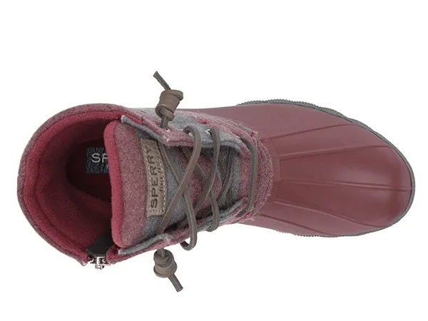 Sperry Saltwater Varsity Stripe Wool (Wine/Grey) Women's Rain Boots