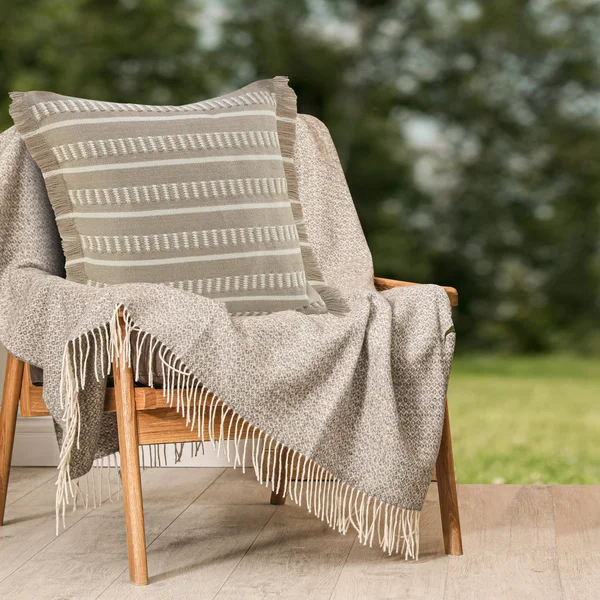 Dash Geometric Indoor Outdoor Throw Pillow - Taupe/White