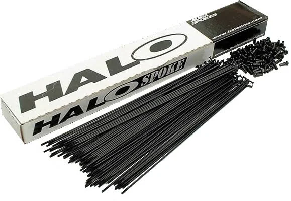 Halo Ed Plain Gauge Spokes 14g Black with Nipples
