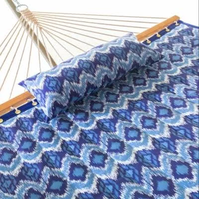 Quilted Hammock Combo with Small Stand and Pillow - Ikat