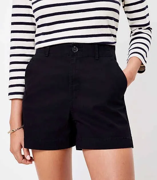 Loft Washed Twill Shorts Size 6 Black Women's