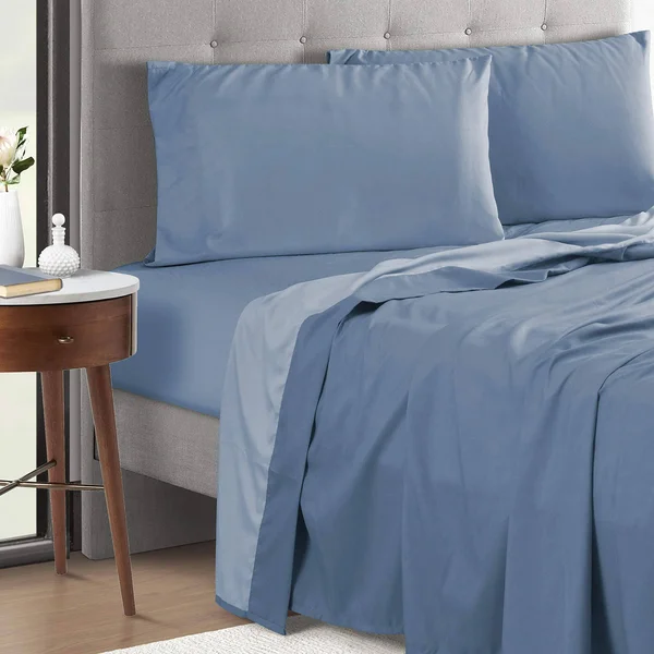 Lanwood Microfiber Sheet Set, King, Slate Blue with POLYGIENE